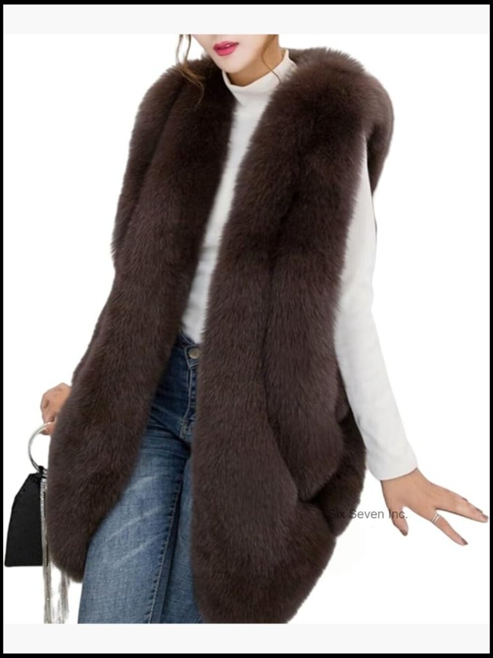 Faux Fur Long Vest Sleeveless Shaggy Fluffy Waistcoat Outwear
